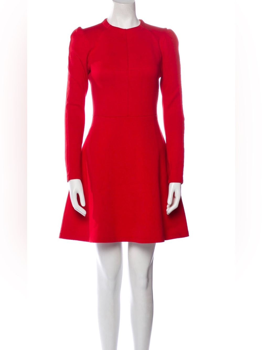 Carven Red Long-Sleeve Fit & Flare Dress